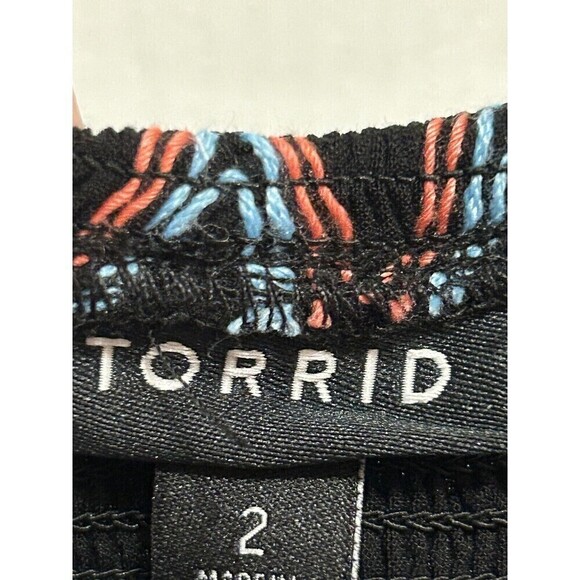 Torrid Babydoll Challis Top Embroidered Smocked Cami Women’s plus size 2X Black - Picture 5 of 16